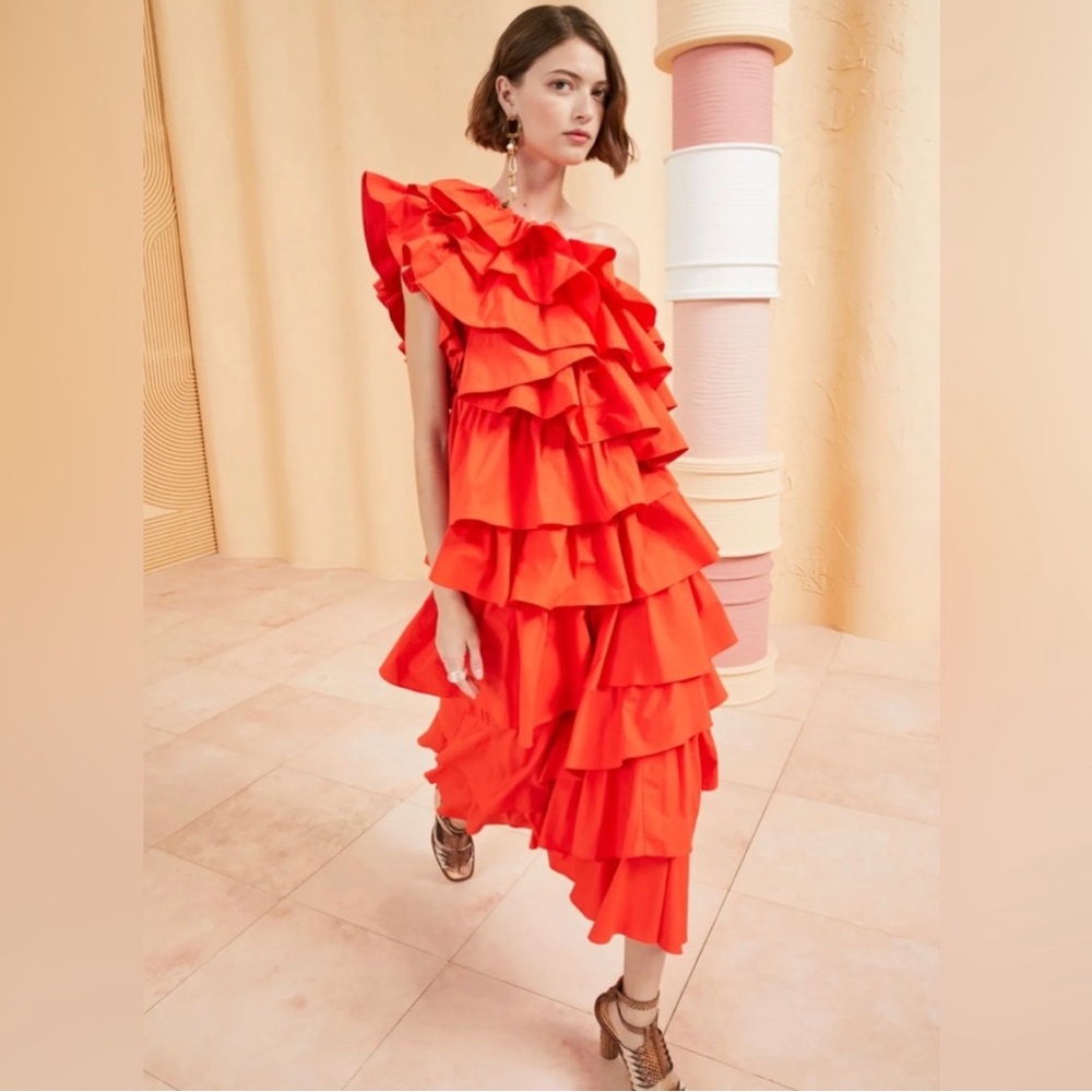 Ulla Johnson Ariadne Red Ruffle Dress
